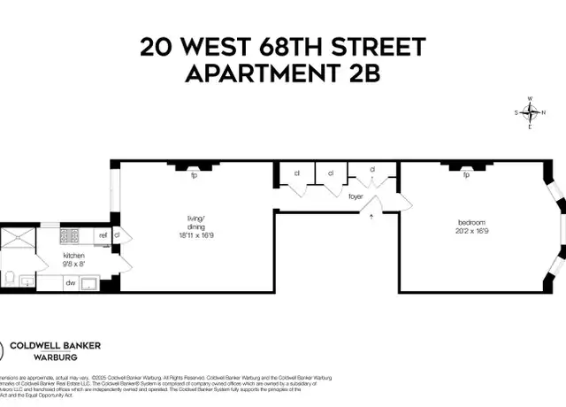 Property at 20 W 68th St Unit 2B, New York, NY, 10023, 1 bed, 1 bath, [object Object]