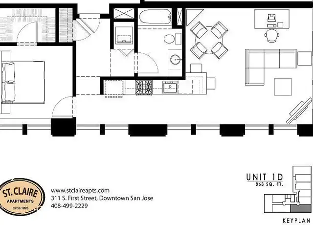 Property at Sainte Claire Building - 301 S 1st St, San Jose, CA, 95113, 1 bed, 1 bath, [object Object]