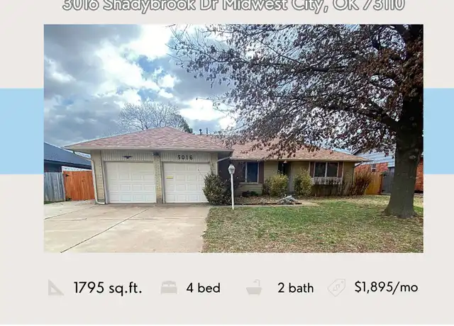 Property at 3016 Shadybrook Dr, Oklahoma City, OK, 73110, 4 beds, 2 baths, [object Object]