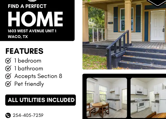 Property at 1603 West Ave Unit 1, Waco, TX, 76707, 1 bed, 1 bath, [object Object]