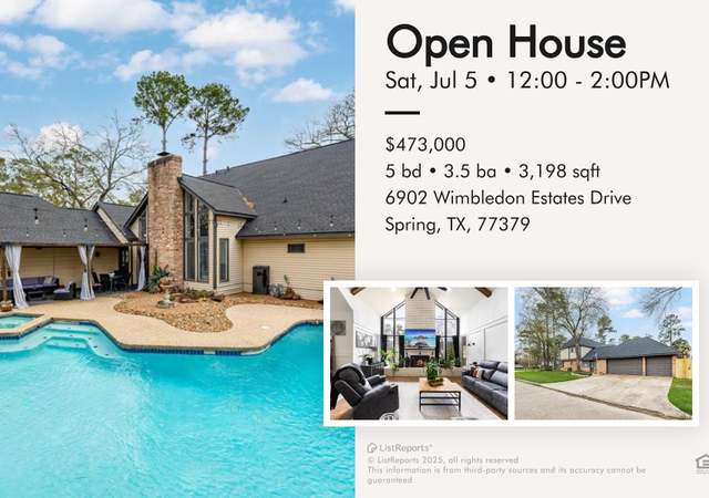 Property at 6902 Wimbledon Estates Dr, Spring, TX 77379, 5 beds, 3.5 baths