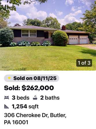 Property at 306 Cherokee Dr, Center Twp - But, PA 16001, 3 beds, 2 baths