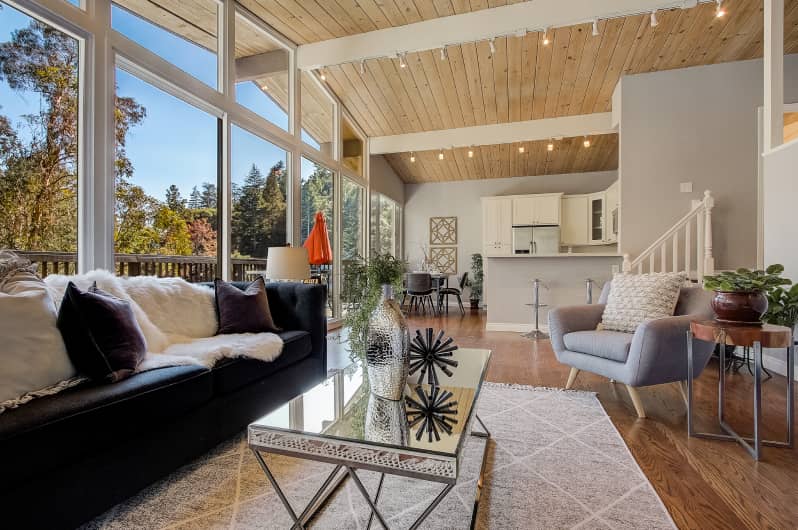 bright living room with large windows