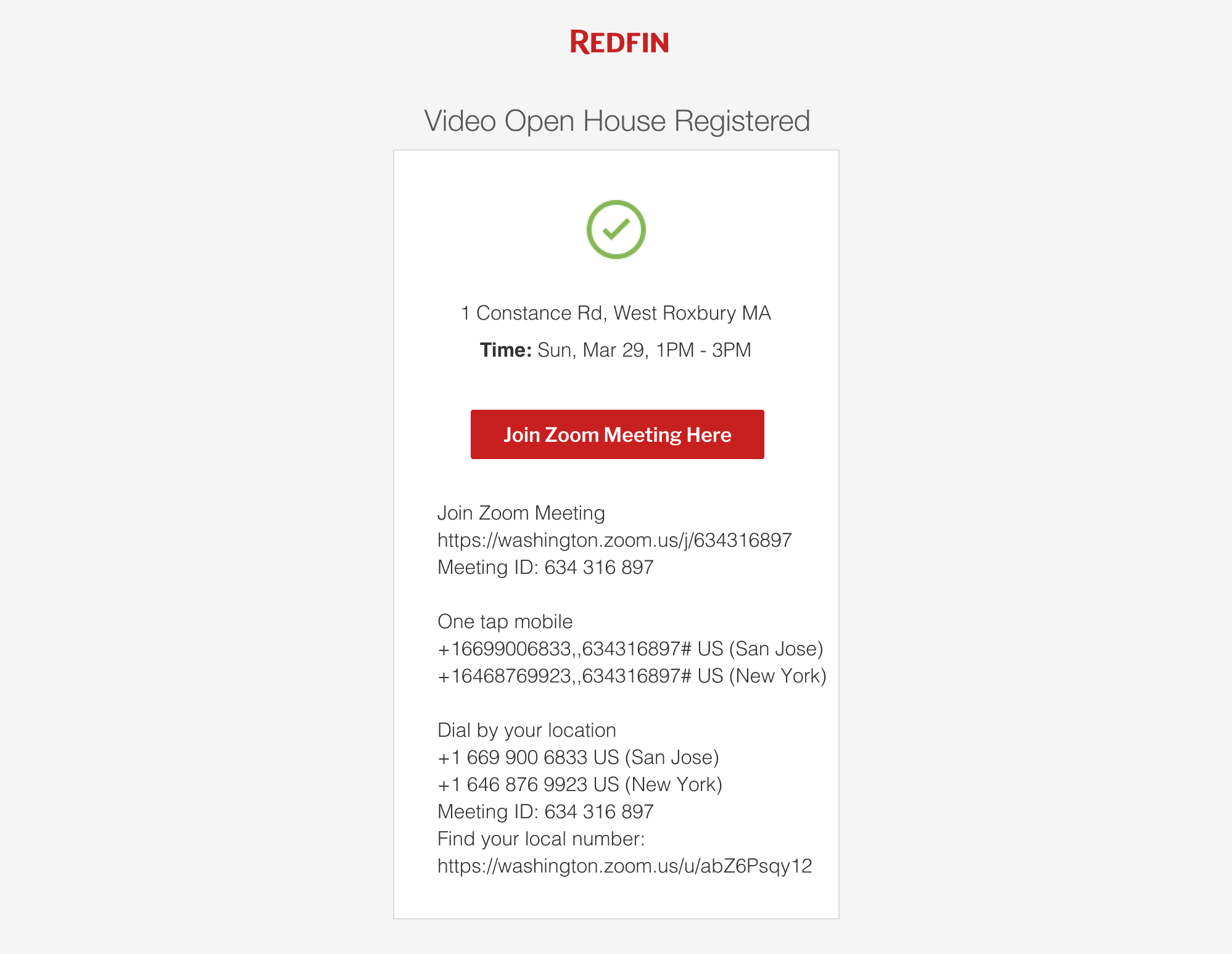 Confirmation email